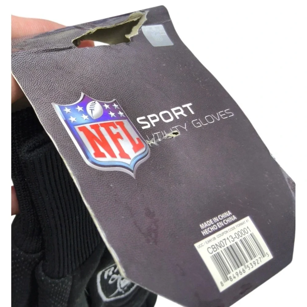 NWT Oakland Raiders Sports 2-Tone Utility Grip Glove PVC Grip‎ All Purpose Sport